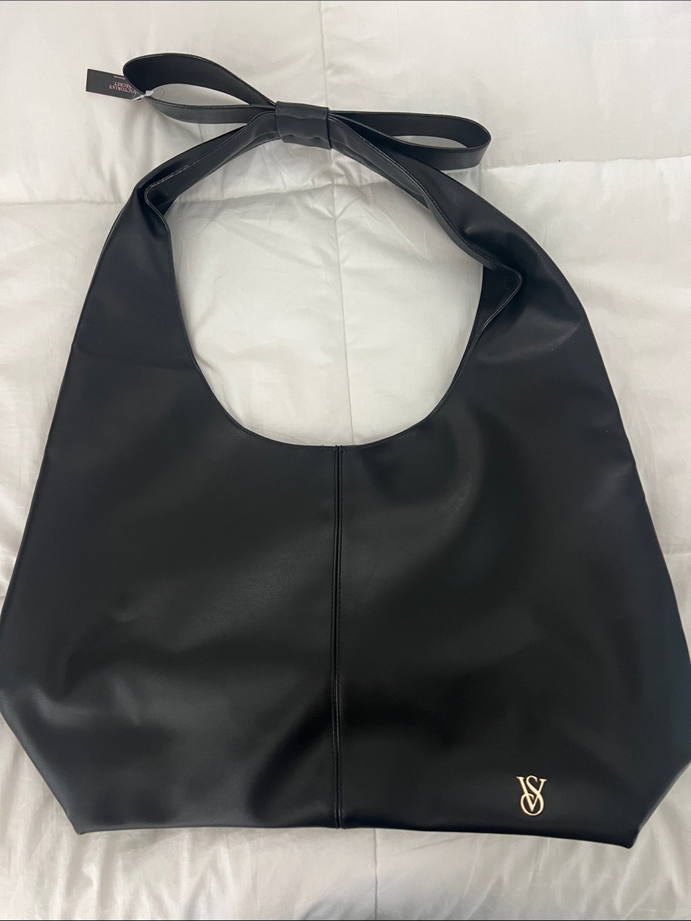 Victorias’s Secret NWT large Black Hobo Bag with Gold Logo Accent